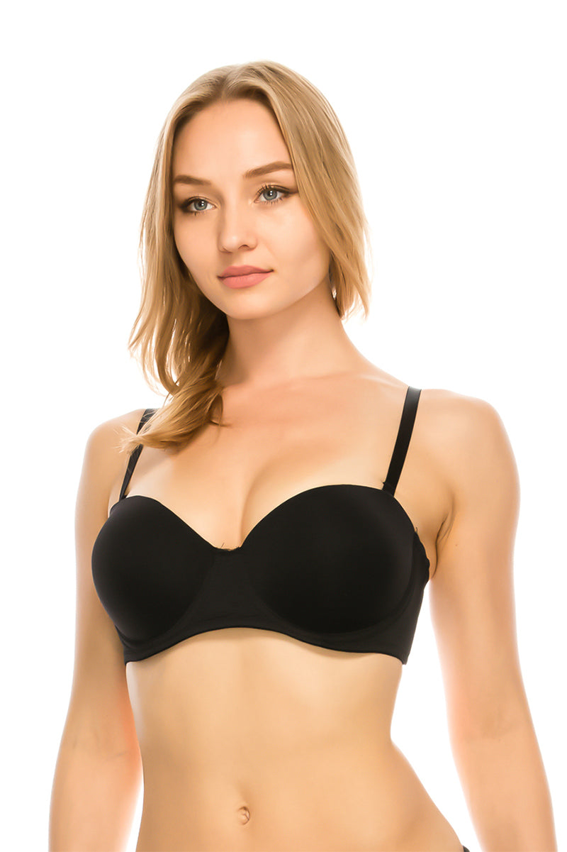 965 6 Piece Extreme Push-Up with Underwire & Removable Straps Solid Style Half cup Bra A/B/C Cup C02