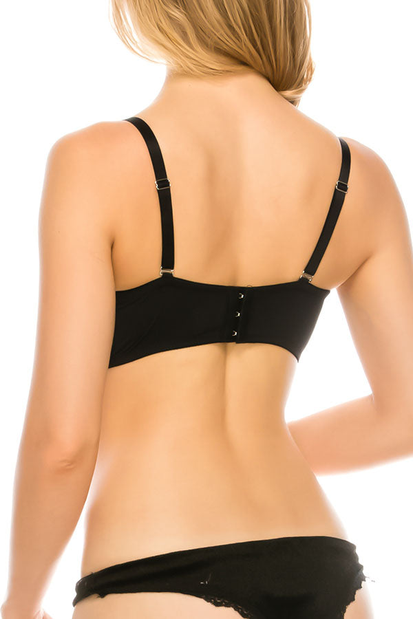 965 6-Pack Extreme Push-Up Underwire with Removable Straps Solid Style Demi Bra Black