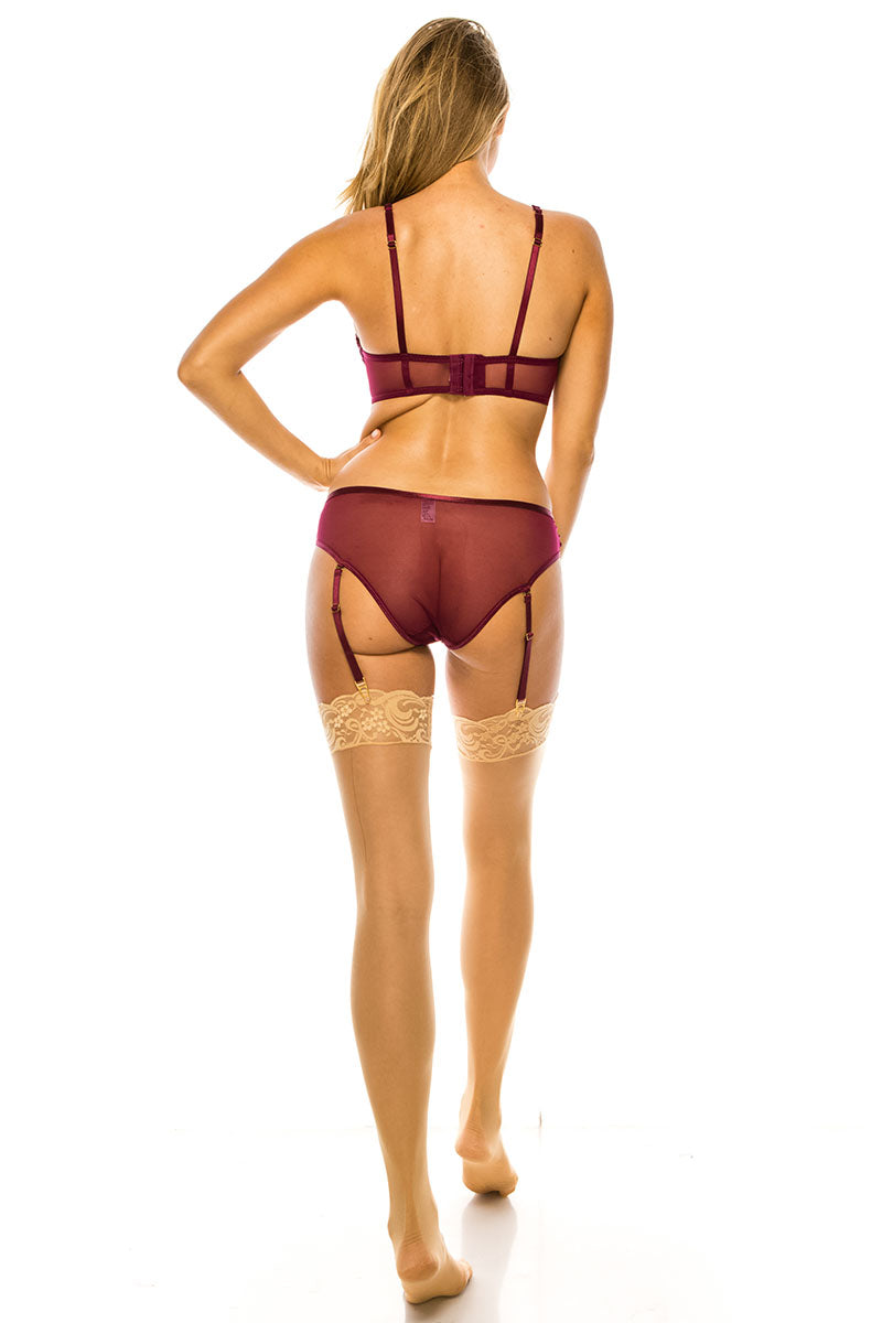 PL-BE229 6 Piece 2-Piece Bra Lingerie Set with Underwire & Removable Garters