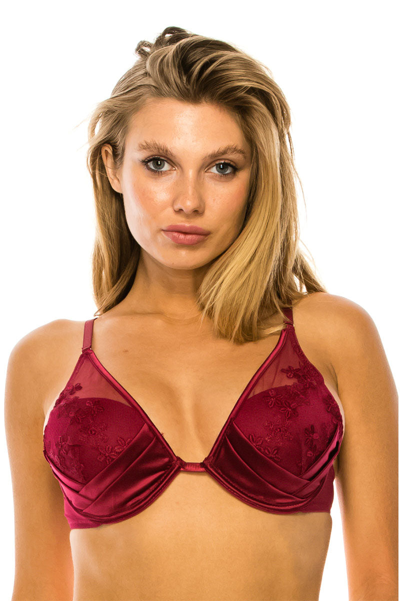 PL-BE233 2pcs Bra and Panty Set with Push-Up Underwire Bra & Removable Garters