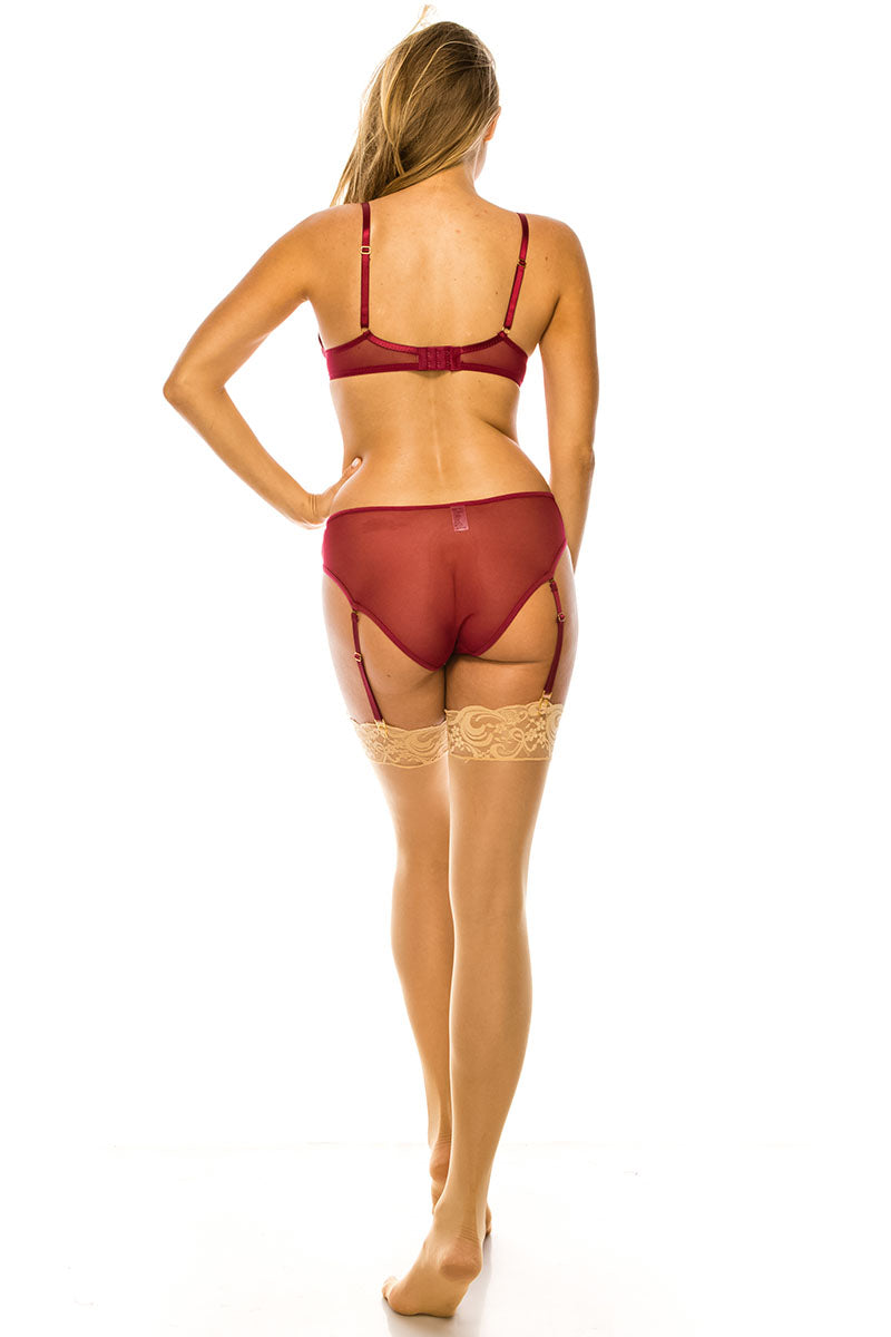 PL-BE233 2pcs Bra and Panty Set with Push-Up Underwire Bra & Removable Garters