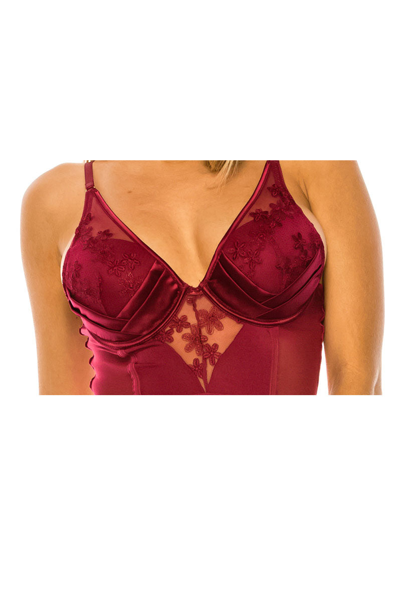 PL-BE234 Push-Up Underwire Bra with Attached Garters & G-String 6 Piece 2pc Lace & Satin Bustier Set