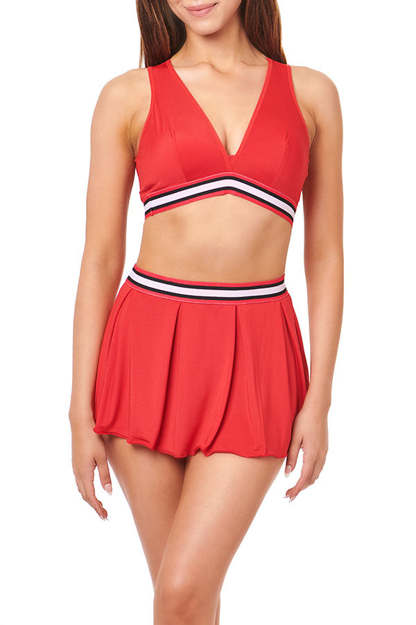 C22244 3-Piece Cheerleader Costume Set – Top, Skirt & Hair Bow | 6-Pack