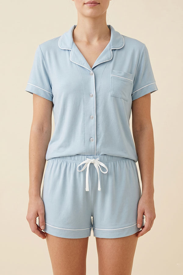HS02603 Women’s 2 Piece Pajama Set Wholesale, Ultra Soft Stretch Short Sleeve Button Down Sleepwear Set - 6 Sets prepack