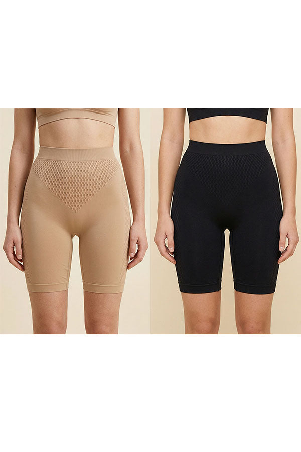 PB4006 Wholesale Paris Blues Shaping Biker Shorts High Waist Tummy Control Thigh Slimming Shorts 6 Hanger Pack (12 pcs)