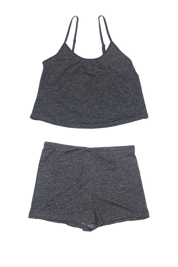 PB3045 6 Piece Cropped Cami & Boxer Shorts, Soft Polyester Blend 2-Piece Pajama Set