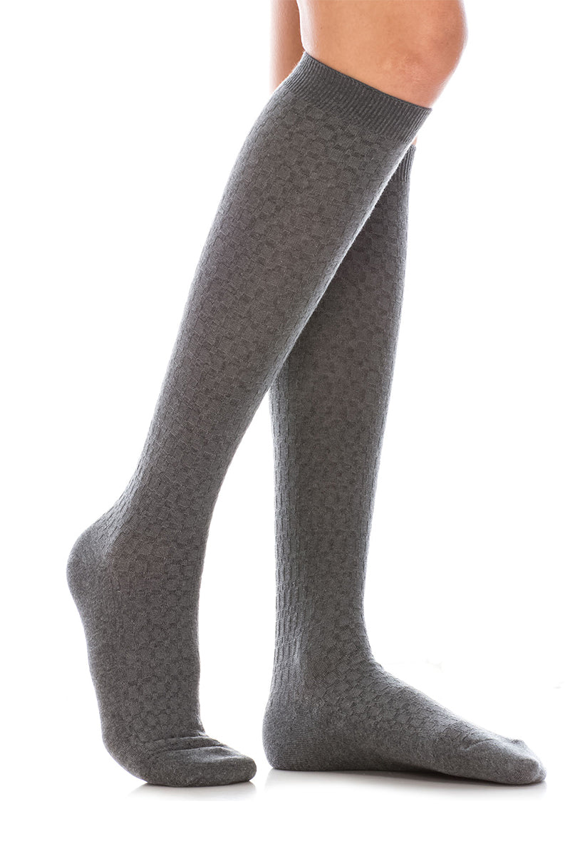 WS12 12 Pairs Textured Knit Design, Shoe Size 6–9, Made in Korea Ripple Pattern Knee High Socks