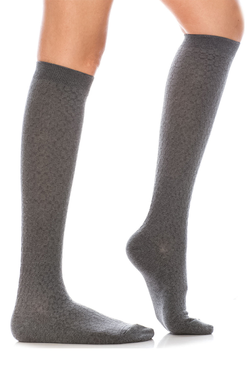 WS12 12 Pairs Textured Knit Design, Shoe Size 6–9, Made in Korea Ripple Pattern Knee High Socks