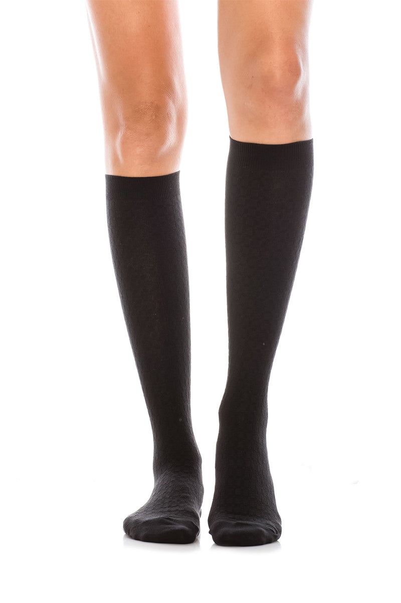WS12 12 Pairs Textured Knit Design, Shoe Size 6–9, Made in Korea Ripple Pattern Knee High Socks