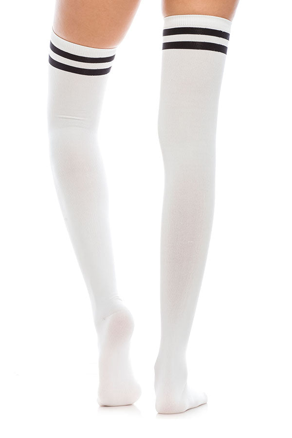 WS36 12 Pairs Striped Over the Knees Socks