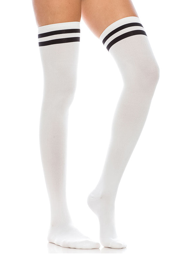 WS36 12 Pairs Striped Over the Knees Socks