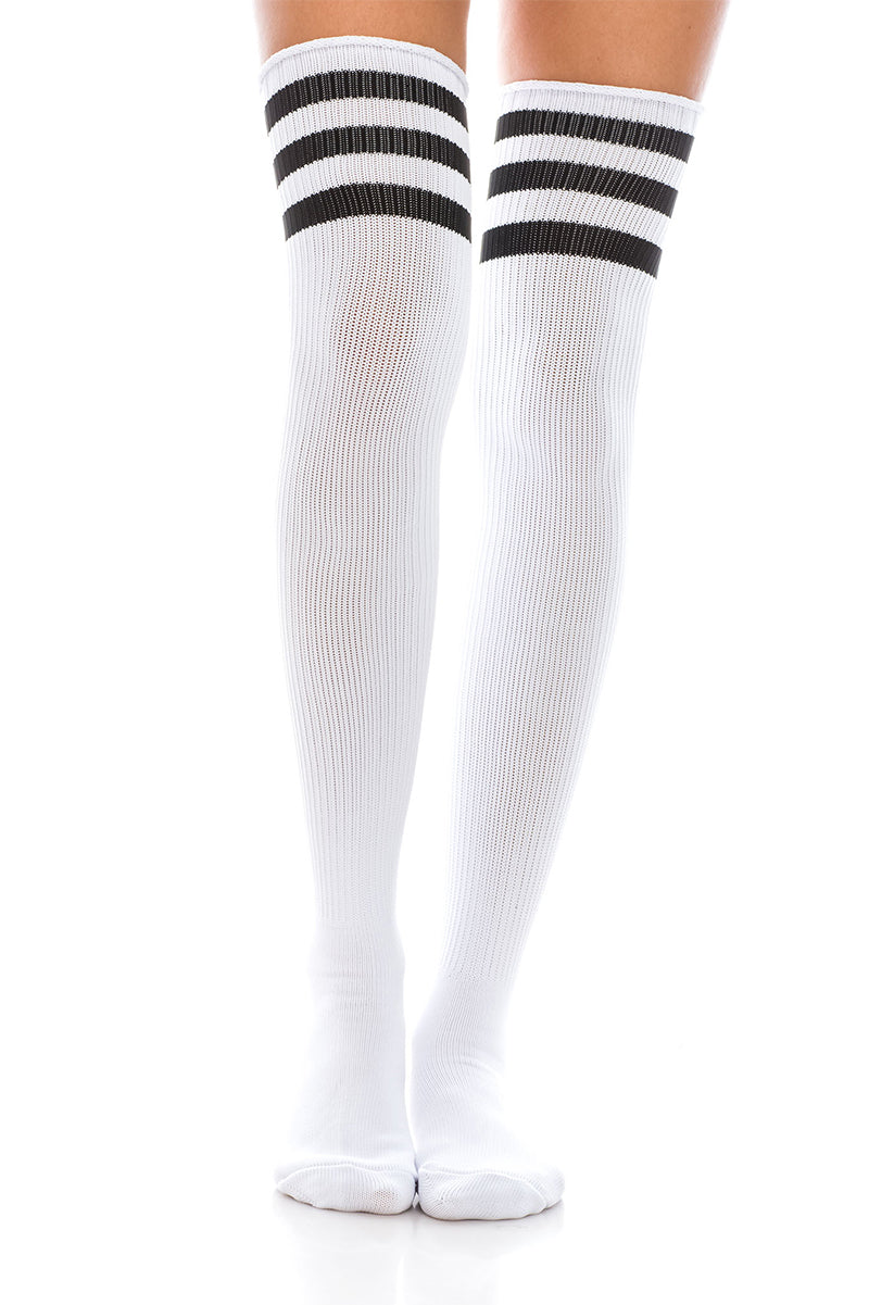 WS40 12 Pairs Women’s Shoe Size 6–9, Made in Korea Over-the-Knee High Socks with Stripe Design