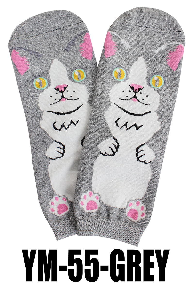 YM55 12 Pairs Cat Print Socks