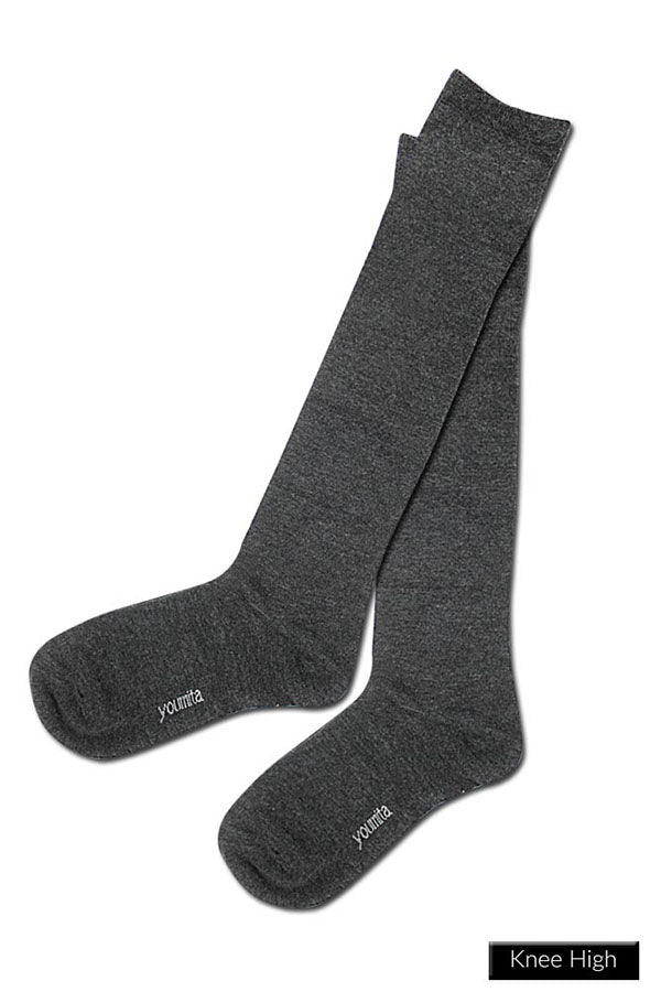 YM11 12 Pairs Knitted Body with Matching Heel & Toe, Shoe Size 6–9 Made in Korea Knee High Socks