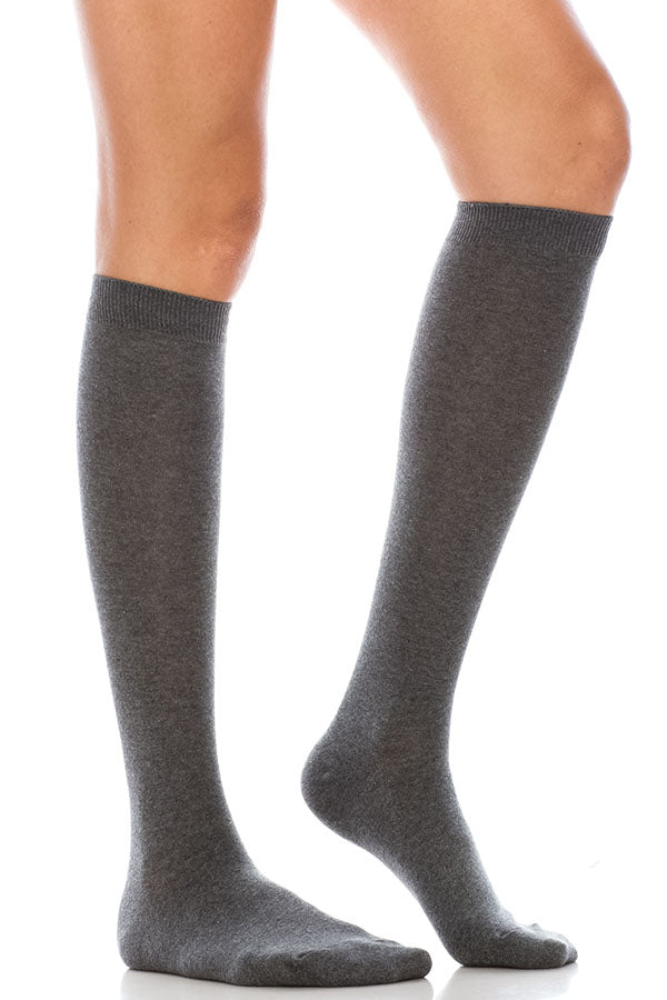 YM11 12 Pairs Knitted Body with Matching Heel & Toe, Shoe Size 6–9 Made in Korea Knee High Socks