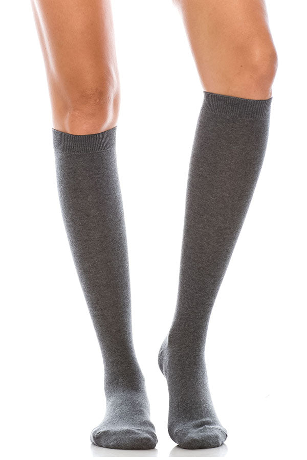 YM11 12 Pairs Knitted Body with Matching Heel & Toe, Shoe Size 6–9 Made in Korea Knee High Socks