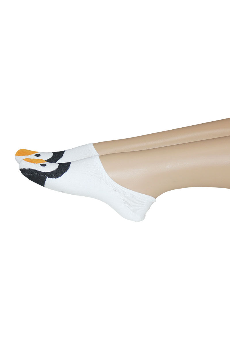 YM51 12 Pairs Cotton Blend, Made in Korea Penguins No Show Foot Liners