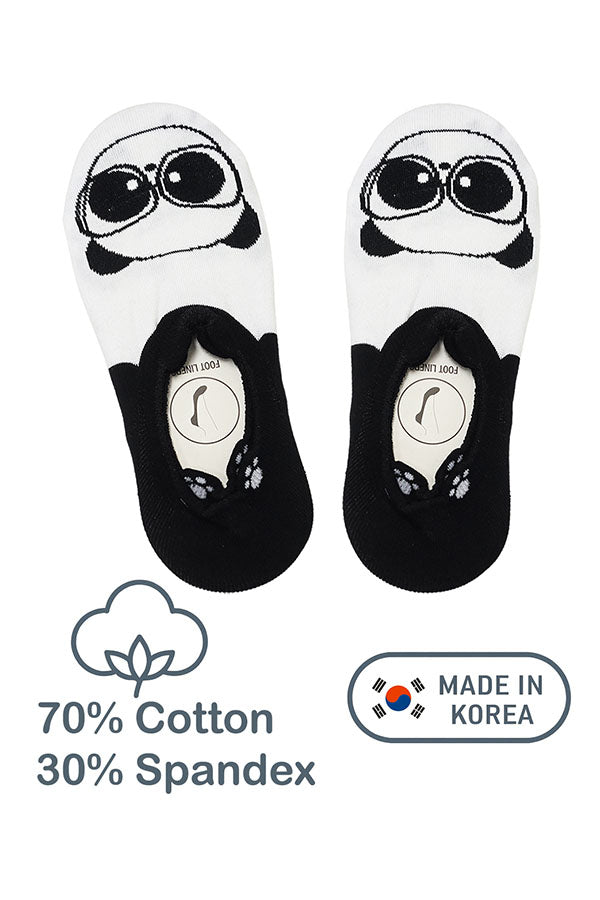YM52 12 Pairs Cotton Blend, Made in Korea Raccoon No Show Foot Liners