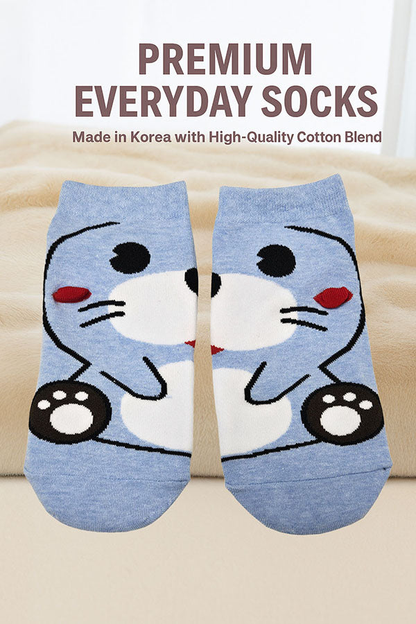 YM72 12 Pairs Cotton Blend, Made in Korea Otter Ankle Socks