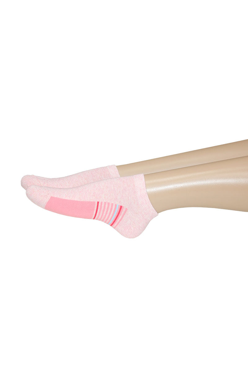 YM73 24 Pairs 3-Pair Bundle, Assorted Colors, Cotton Blend, Made in Korea Striped No Show Sneaker Socks