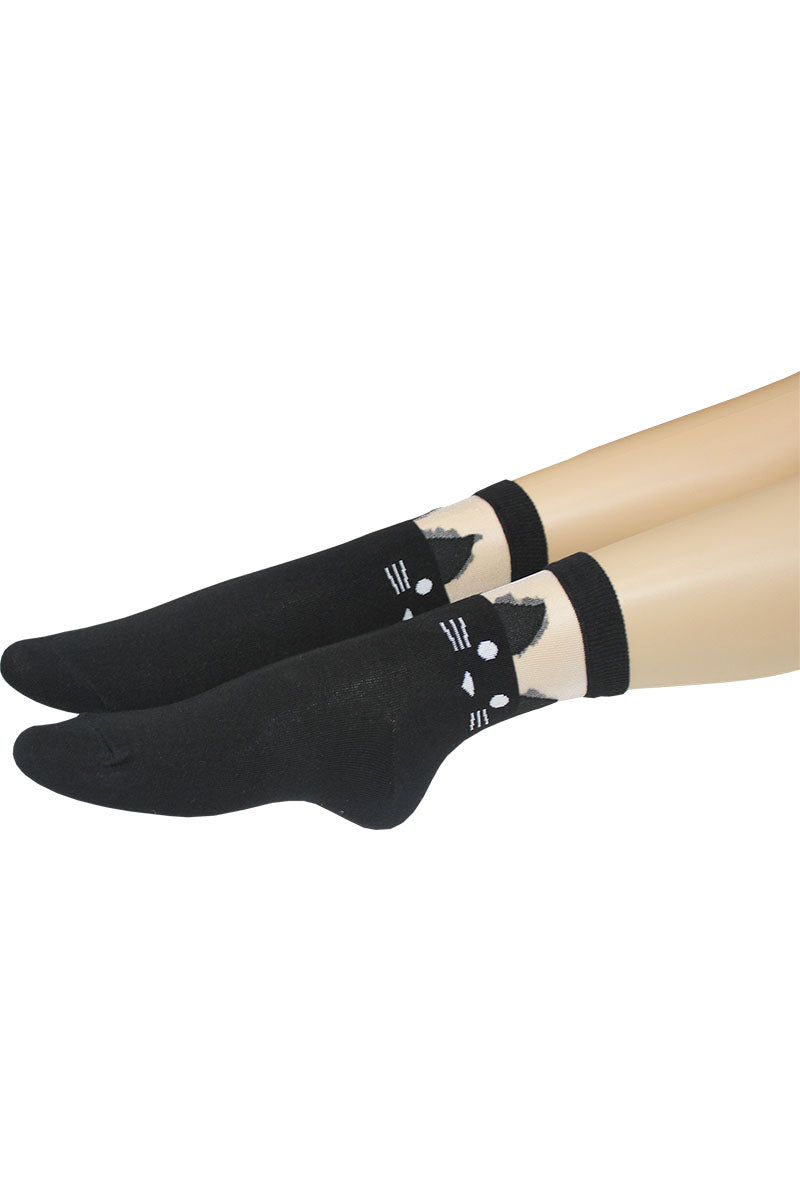 YM87 Cat Print Crew Socks