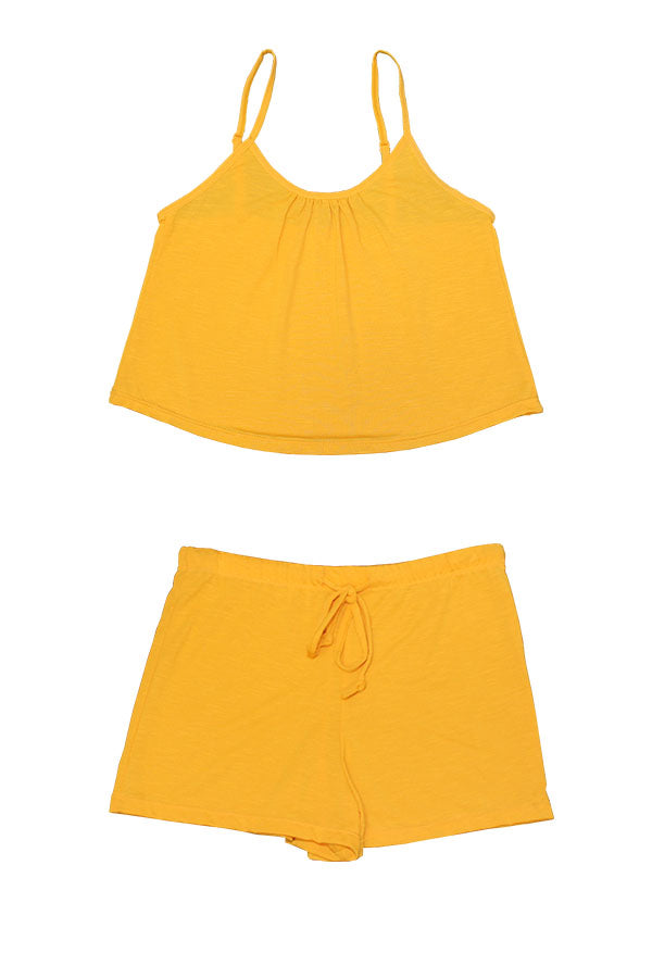 PB3045 6 Piece Cropped Cami & Boxer Shorts, Soft Polyester Blend 2-Piece Pajama Set