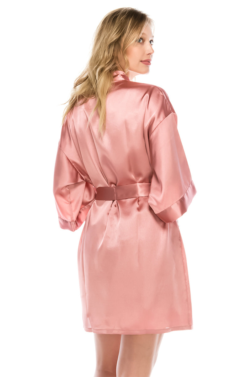 20136 3-Piece Satin Robe Set – Robe with Belt, Backless Slip & Matching Thong