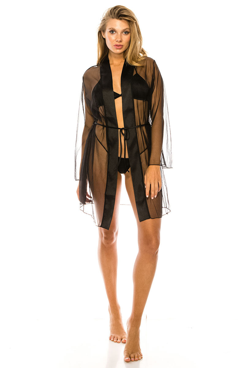 20170 6 Piece 3pc Mesh Robe Set – Includes Robe, Bra, and G-String