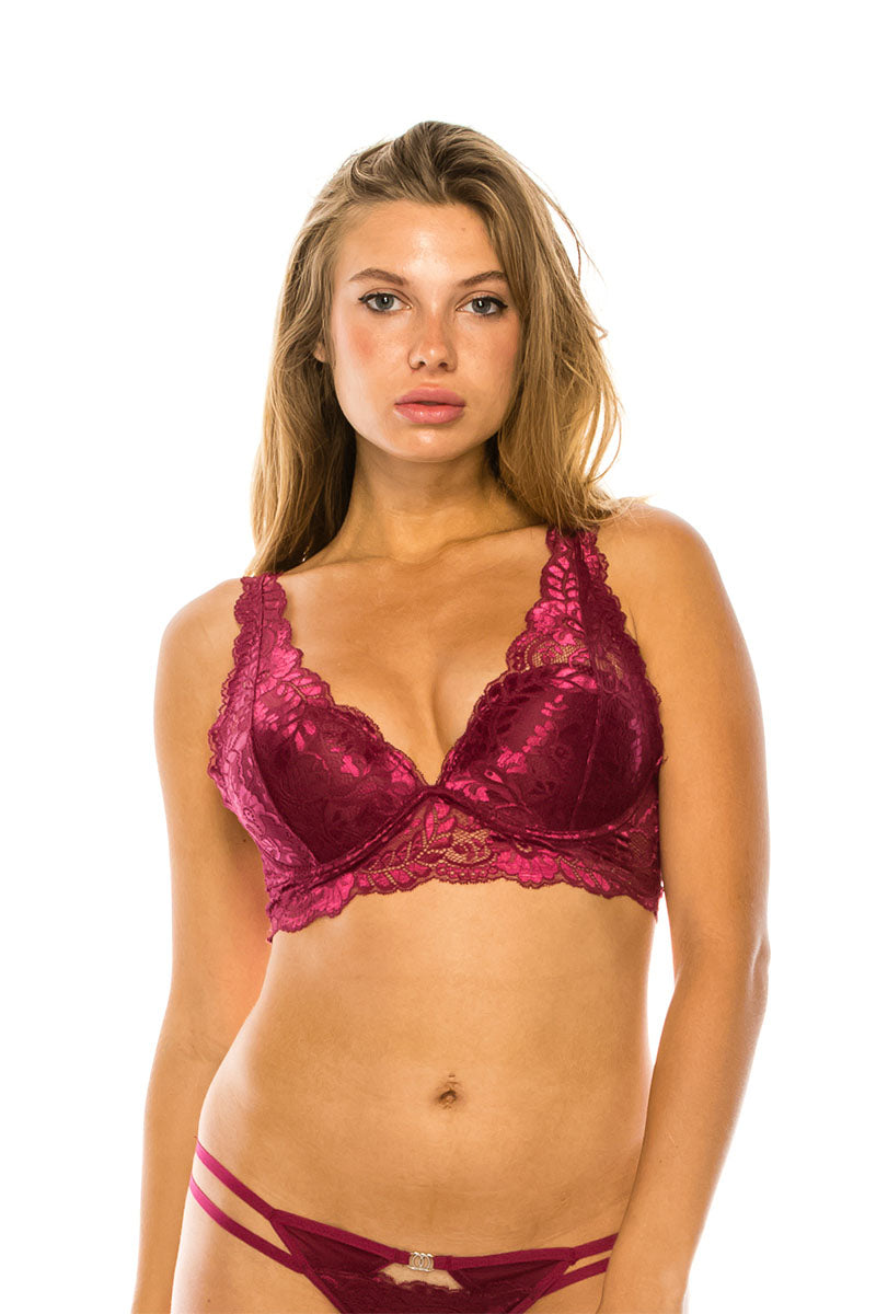 32503 12 Piece Lightly Padded B/C, 4-Hook Closure Floral Lace Underwire Bra B/C Cup
