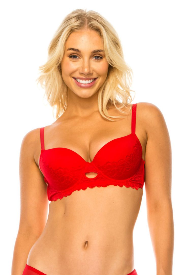 32560 12 Piece Adjustable, Underwire Floral Lace Push Up Bra B/C Cup