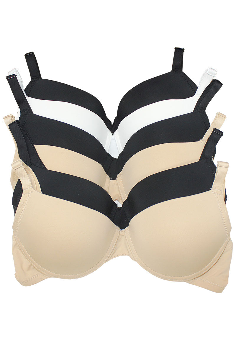 32566 6 Piece A-Cup Bra with Underwire & Adjustable Straps C01
