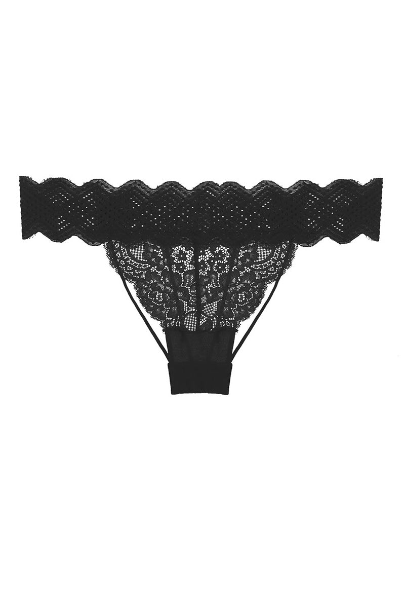 33116 12 Piece Caged Back Lace Thong – Wide Geometric Lace Waistband
