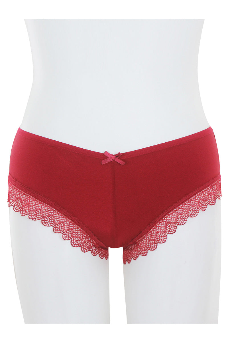 33206 12 Piece Lace Cageback Hipster with Front Ribbon Detail