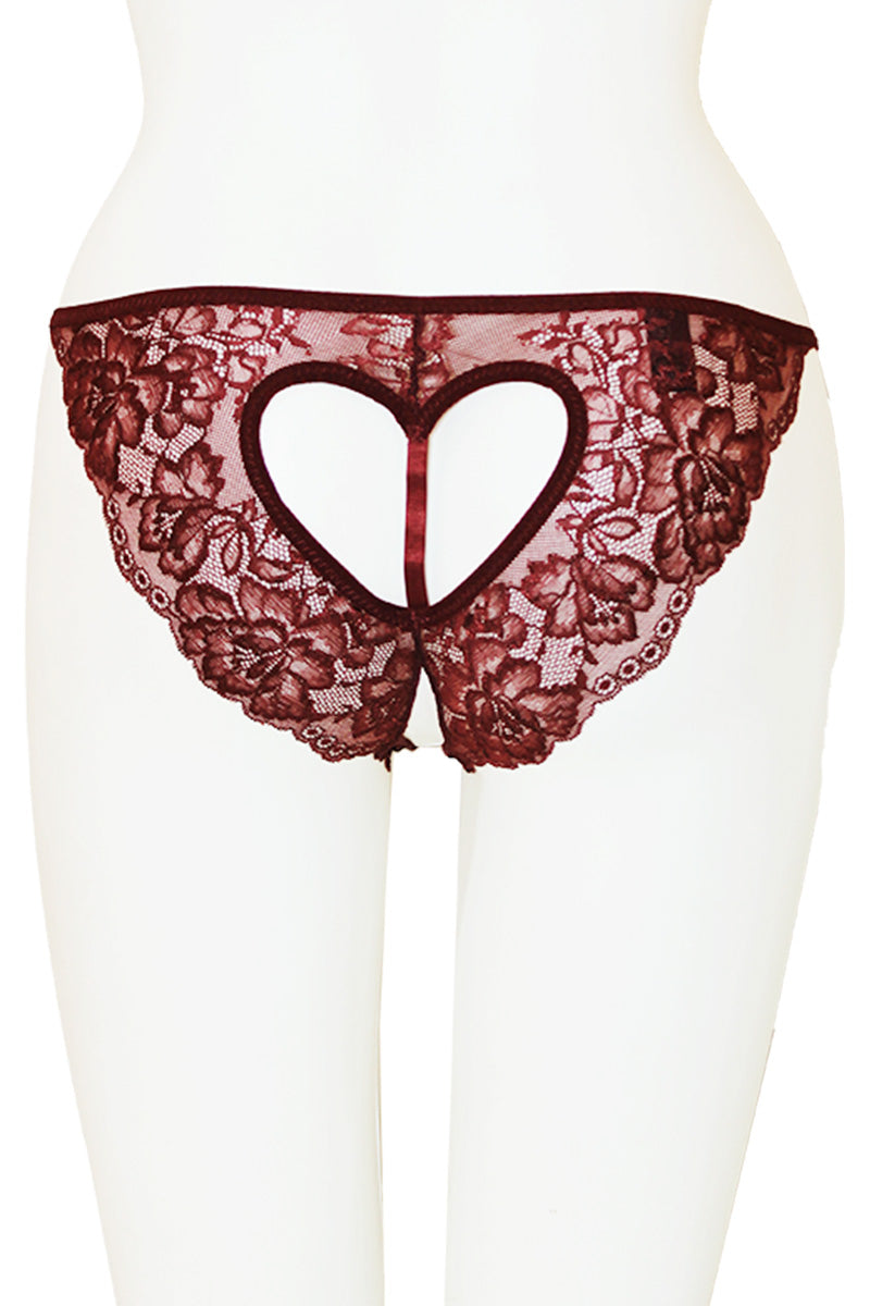 33337 12 Piece Crotchless Lace Panty with Heart Back Detail – Mid Rise