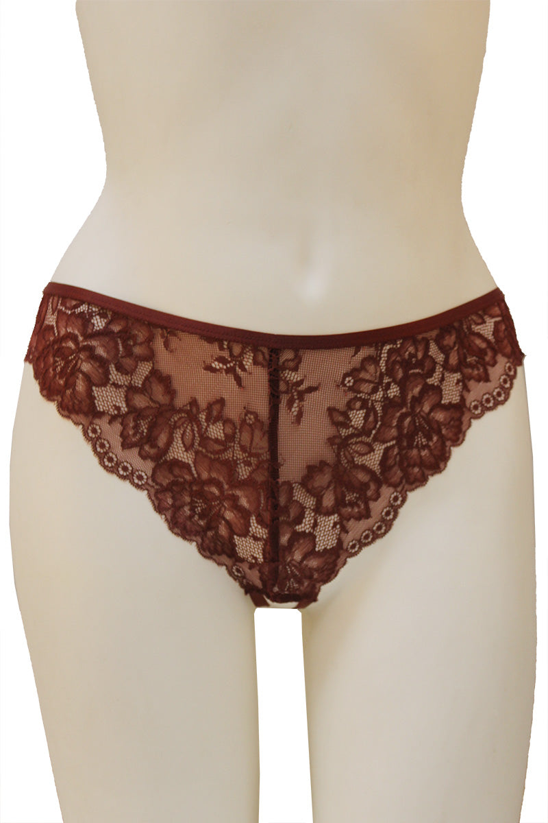33338 12 Piece Back Lace-Up Detail, Soft Stretch, Sexy Fit Floral Lace Hipster Panty