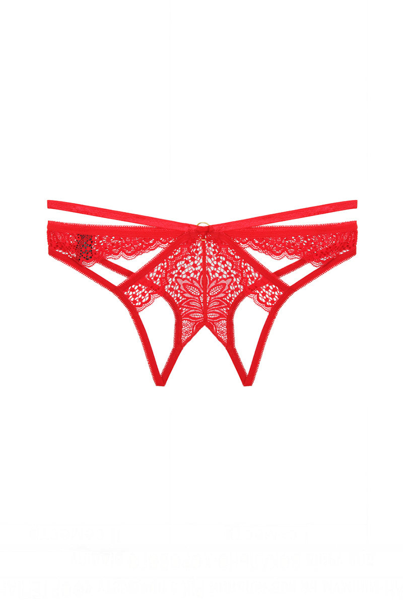 33343 12 Piece Lace & Strappy Open Cheeky Panty