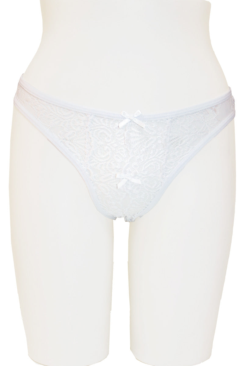 33371 12 Piece Mid Rise, Soft Mesh Back Crotchless Lace Thong