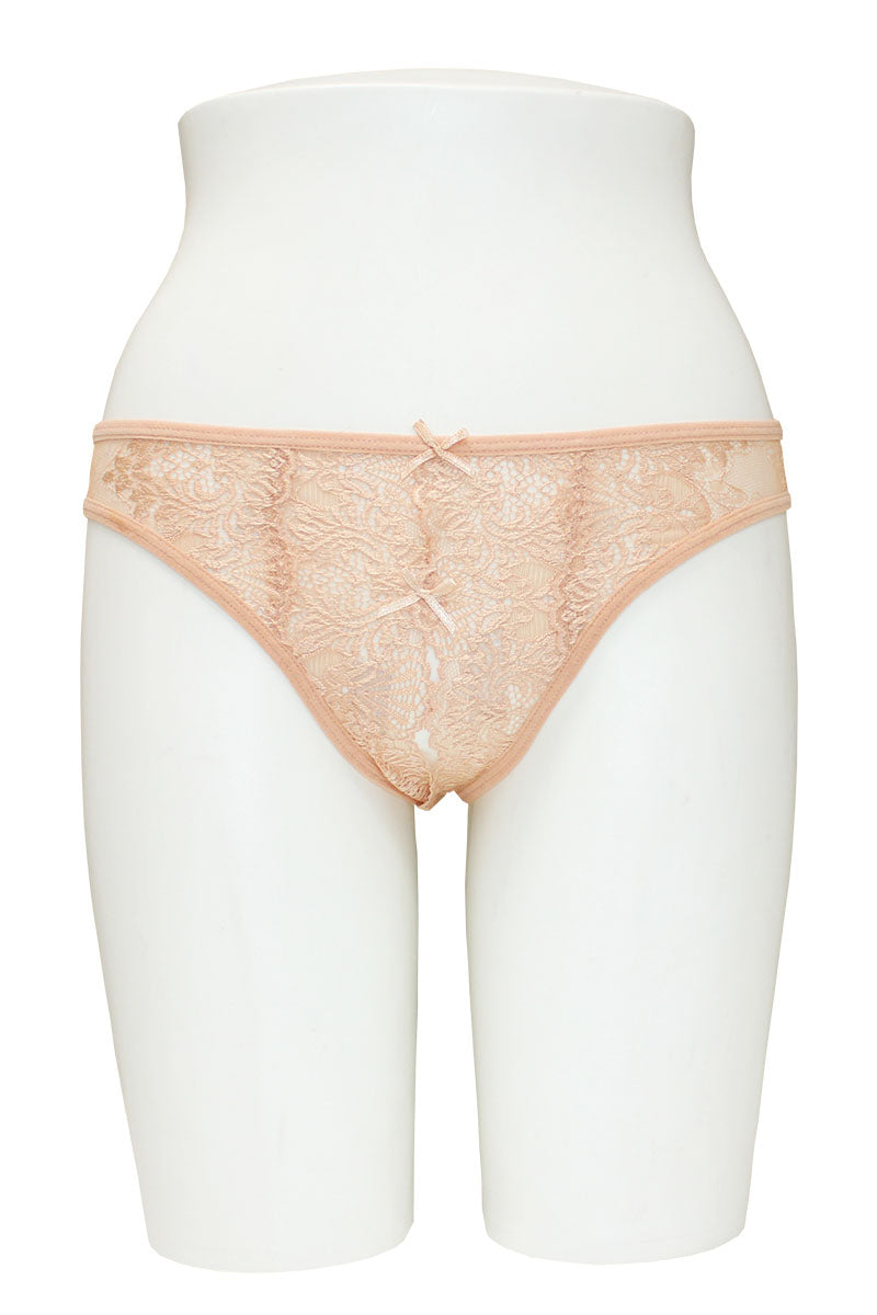 33371 12 Piece Mid Rise, Soft Mesh Back Crotchless Lace Thong