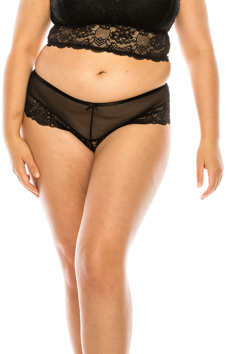 33389X Mesh Bikini Underwear with Lace Trim Plus Panty