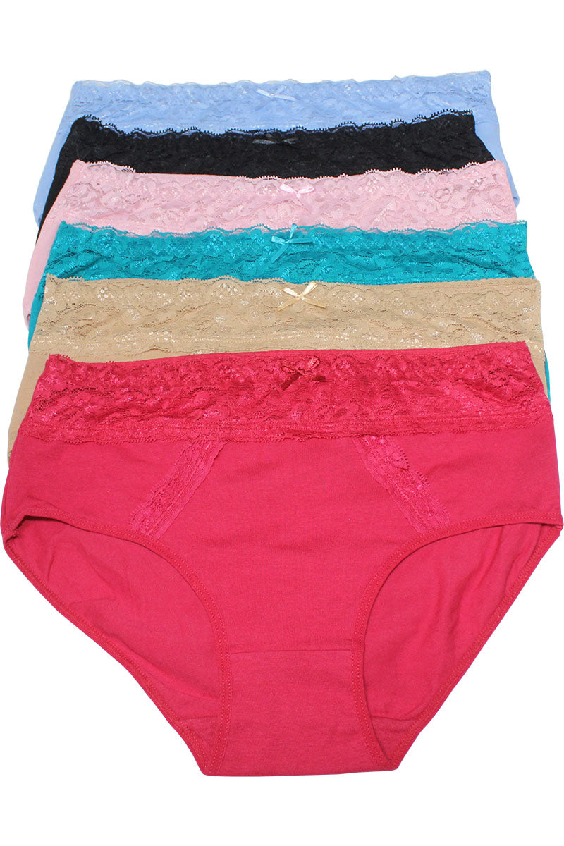 534 12 Piece Soft Cotton Panty – Elastic Band, Queen Size