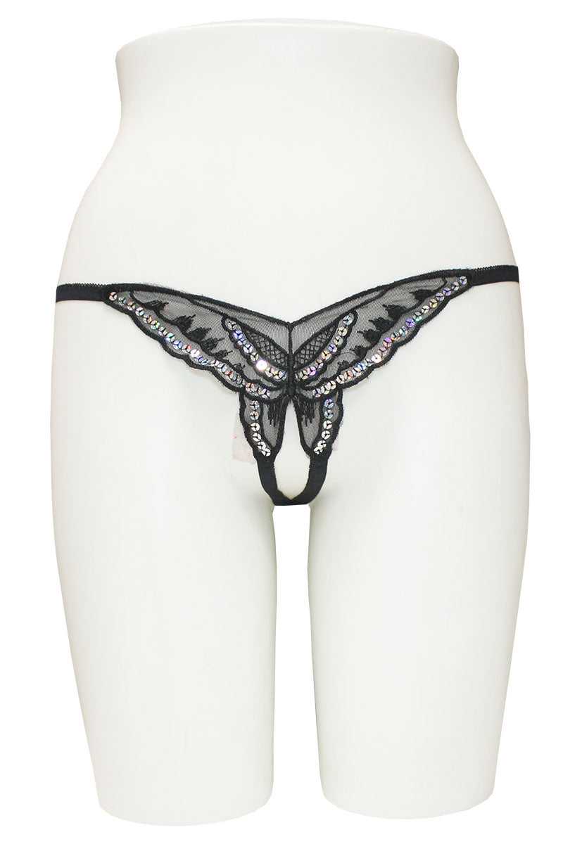 66092 6 Piece Butterfly Crotchless G-String Thong