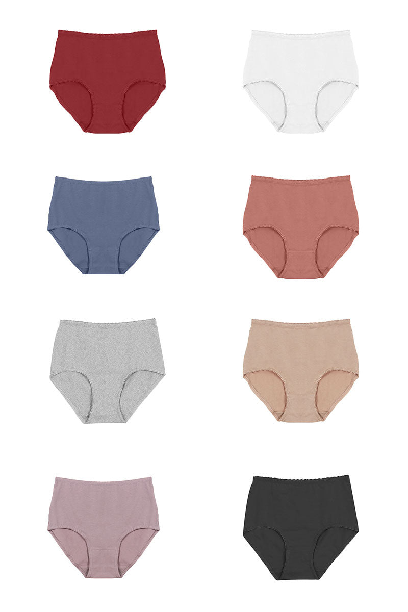 7071 12 Piece Soft Cotton Stretch Panty – Elastic Waist & Picot Trim C05