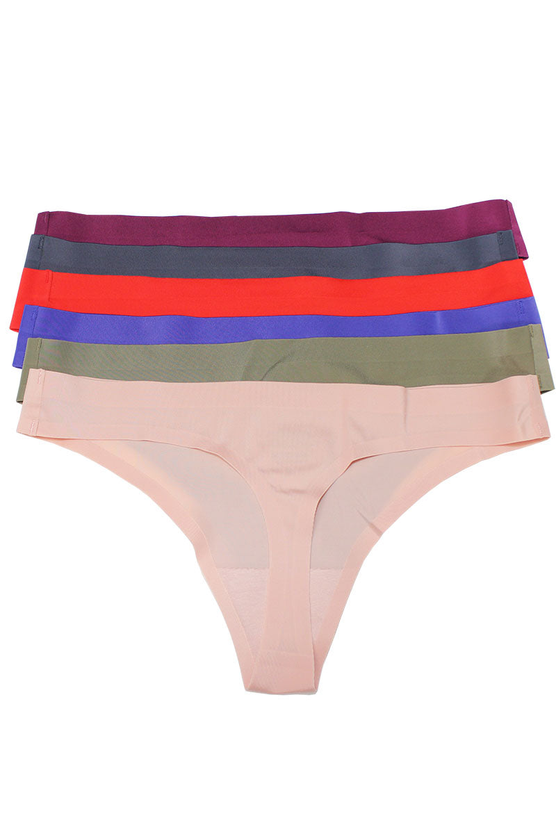 7095 12 Piece Solid Laser Cut Thong – Seamless No Show Underwear for Women C11