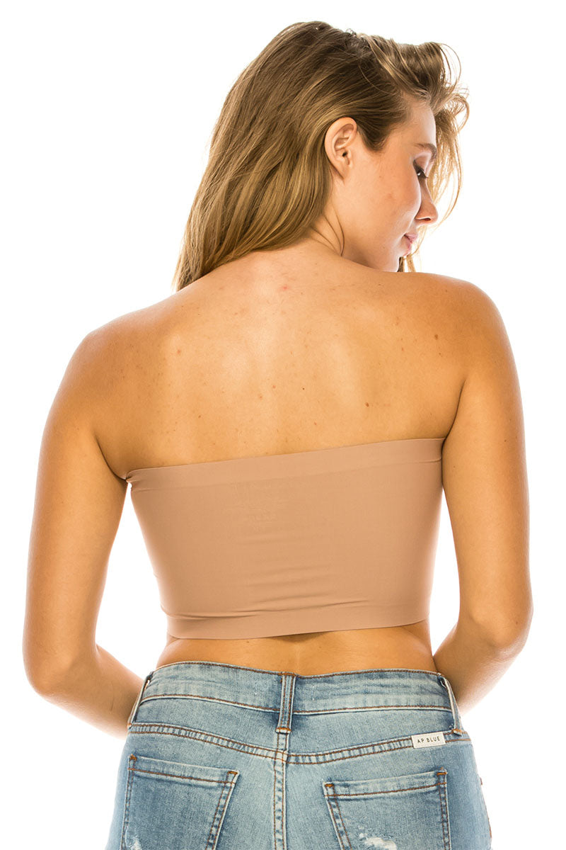 7099 6 Piece Strapless Seamless Bandeau with Removable Pads Laser Cut Bandeau