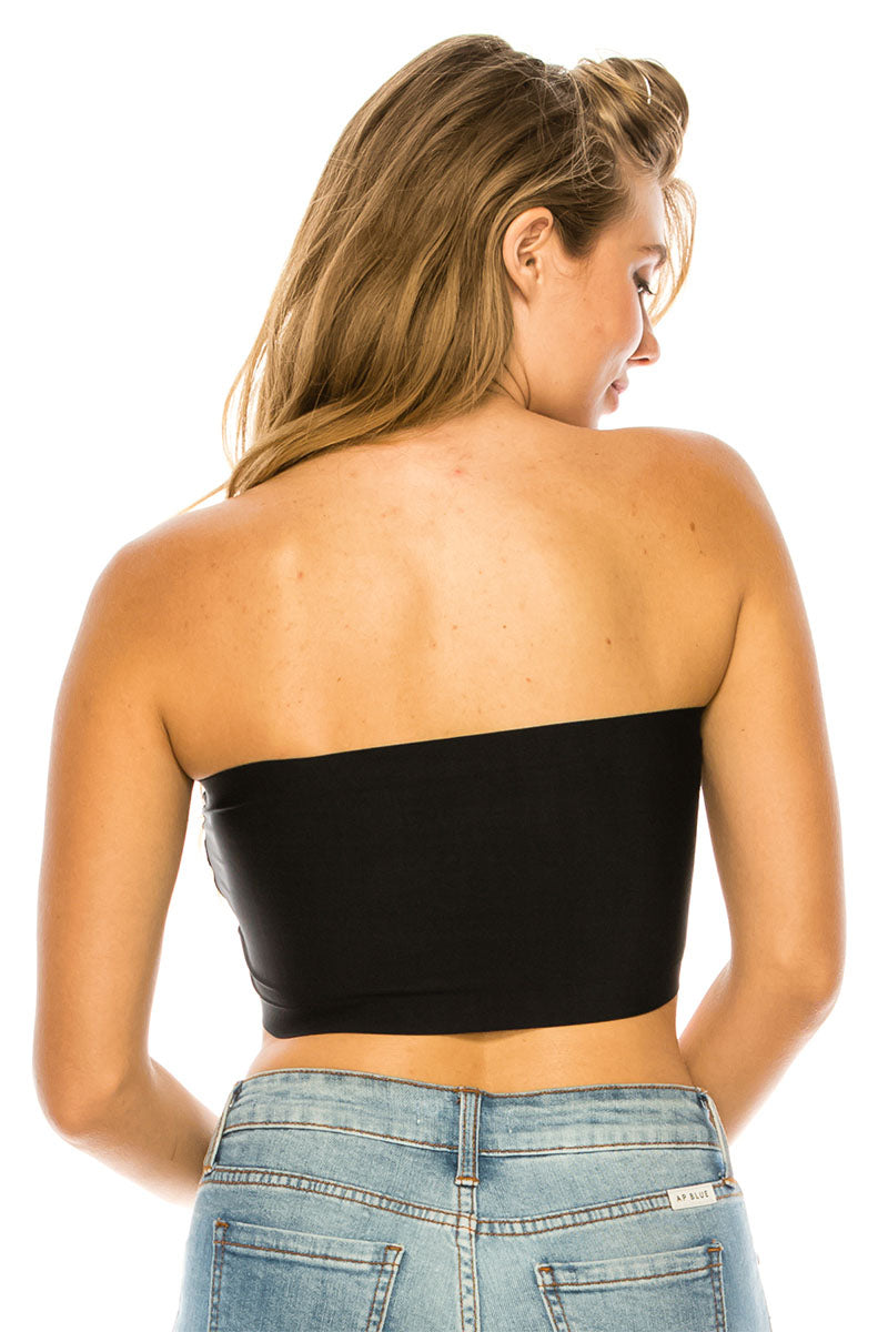 7099 6 Piece Strapless Seamless Bandeau with Removable Pads Laser Cut Bandeau