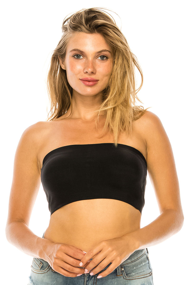 7099 6 Piece Strapless Seamless Bandeau with Removable Pads Laser Cut Bandeau