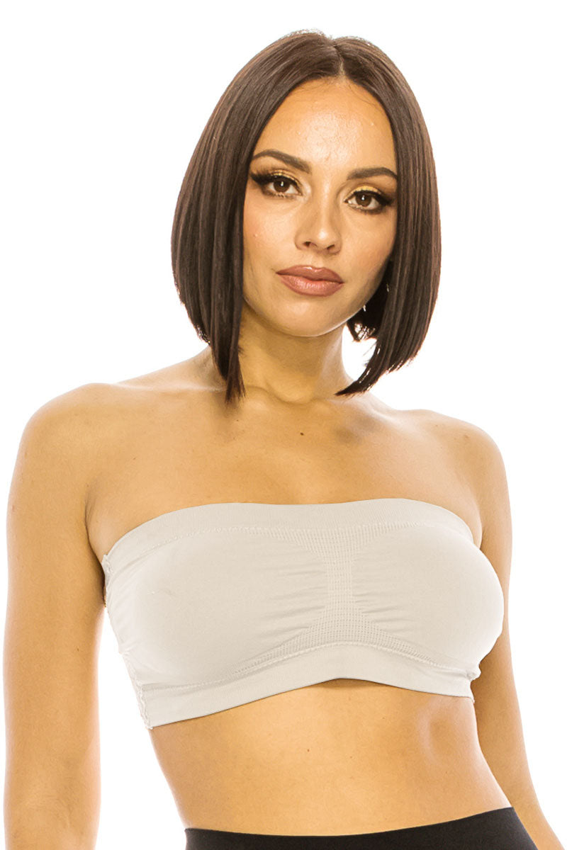 72179 6 Piece Floral Lace Back, Removable Pads, One Size Seamless Front Tube Top