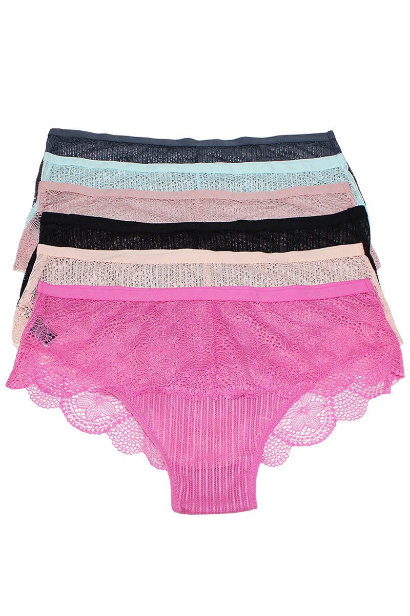 78297 6 Piece Soft and Comfortable Mesh Panty Plus Size