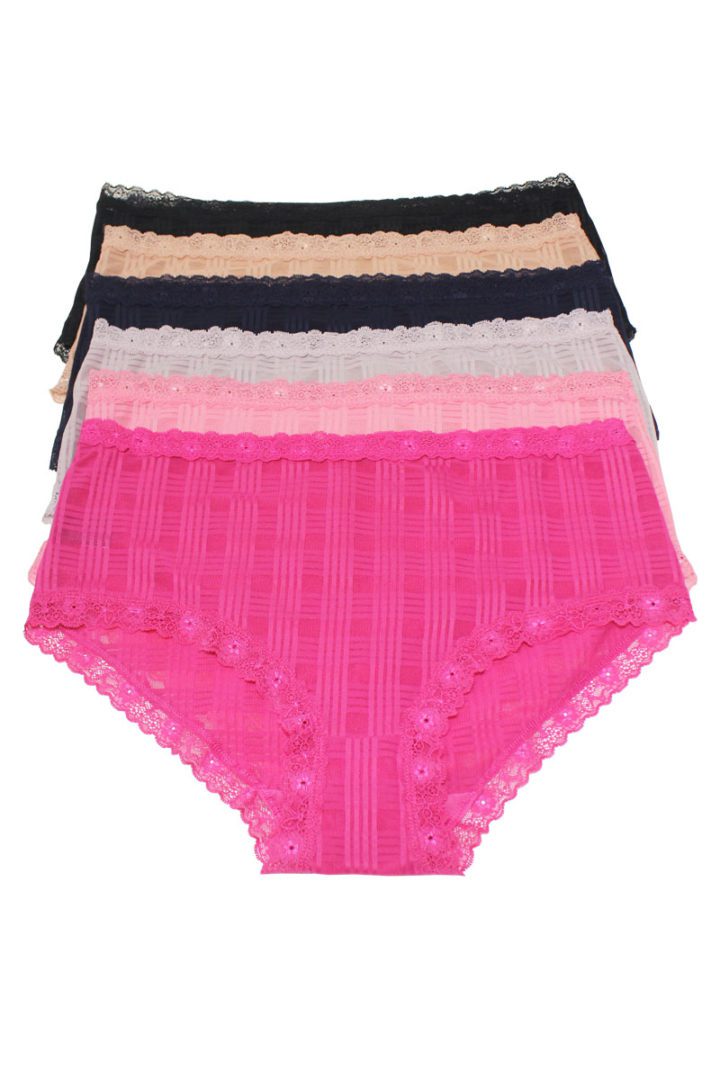 78306 6 Piece Geo Lace Panty Plus Size