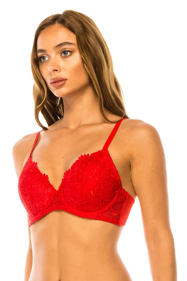 78311 12-Pack Underwire Support & Adjustable Straps Floral Embroidered Lace Bra B/C Cup
